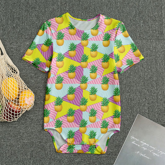 Zigzag Pineapple Pattern Print Men's Bodysuit