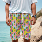 Zigzag Pineapple Pattern Print Men's Cargo Shorts