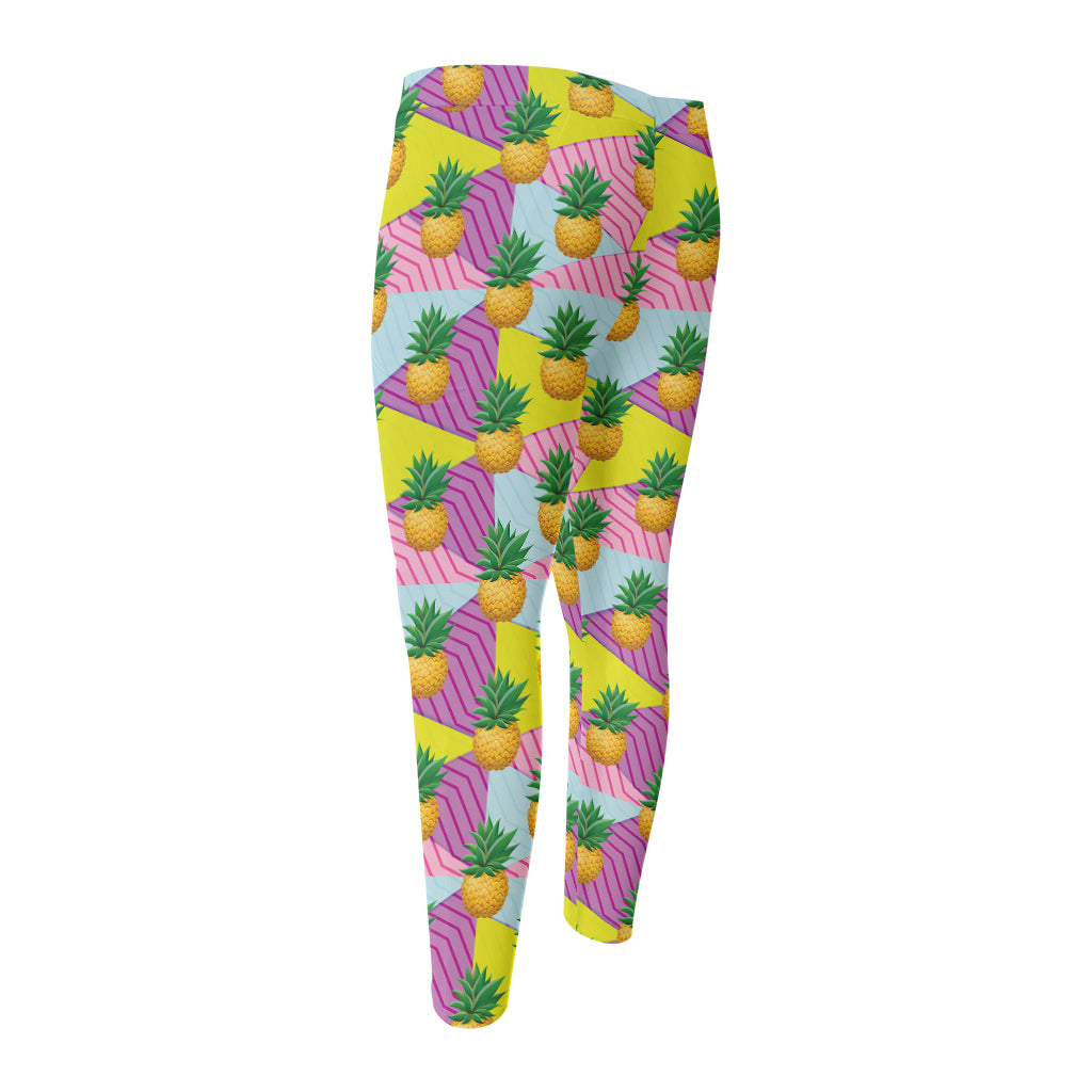 Zigzag Pineapple Pattern Print Men's Compression Pants