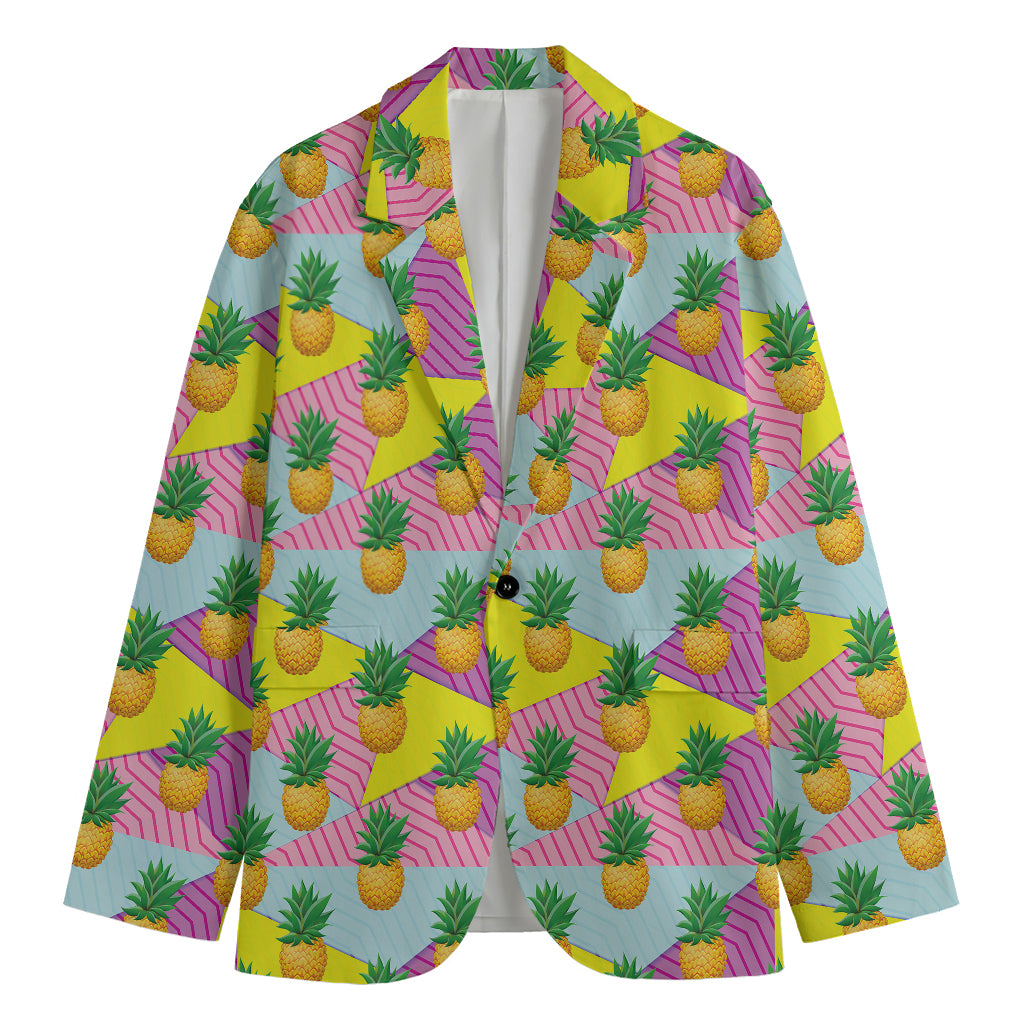 Zigzag Pineapple Pattern Print Men's Cotton Blazer