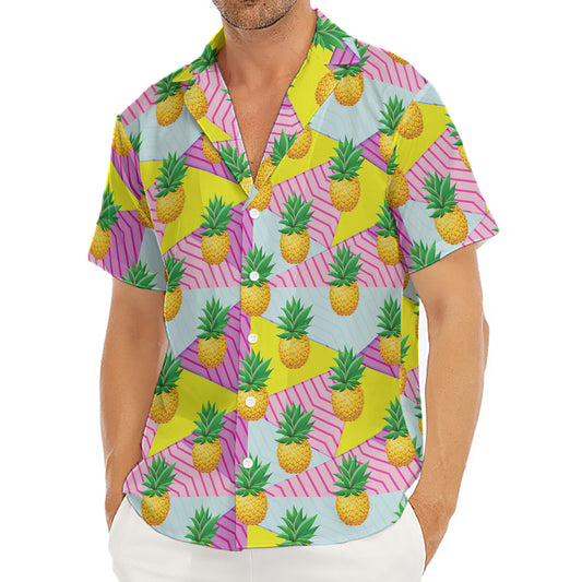 Zigzag Pineapple Pattern Print Men's Deep V-Neck Shirt