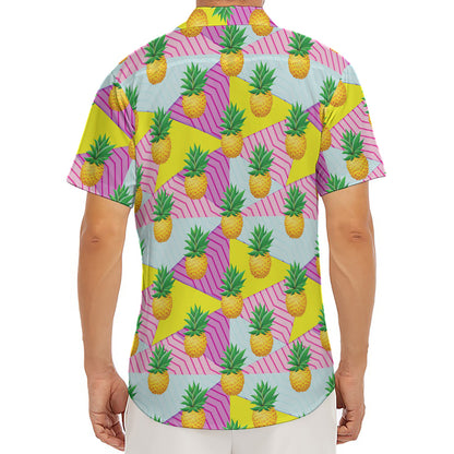 Zigzag Pineapple Pattern Print Men's Deep V-Neck Shirt