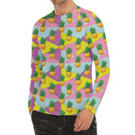Zigzag Pineapple Pattern Print Men's Long Sleeve Rash Guard