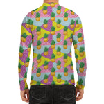 Zigzag Pineapple Pattern Print Men's Long Sleeve Rash Guard