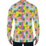 Zigzag Pineapple Pattern Print Men's Long Sleeve T-Shirt