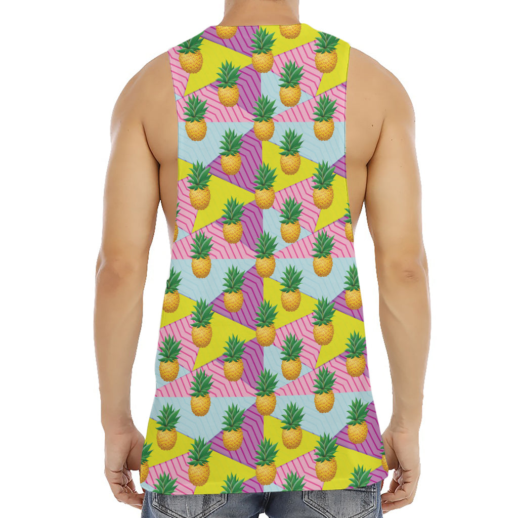 Zigzag Pineapple Pattern Print Men's Muscle Tank Top