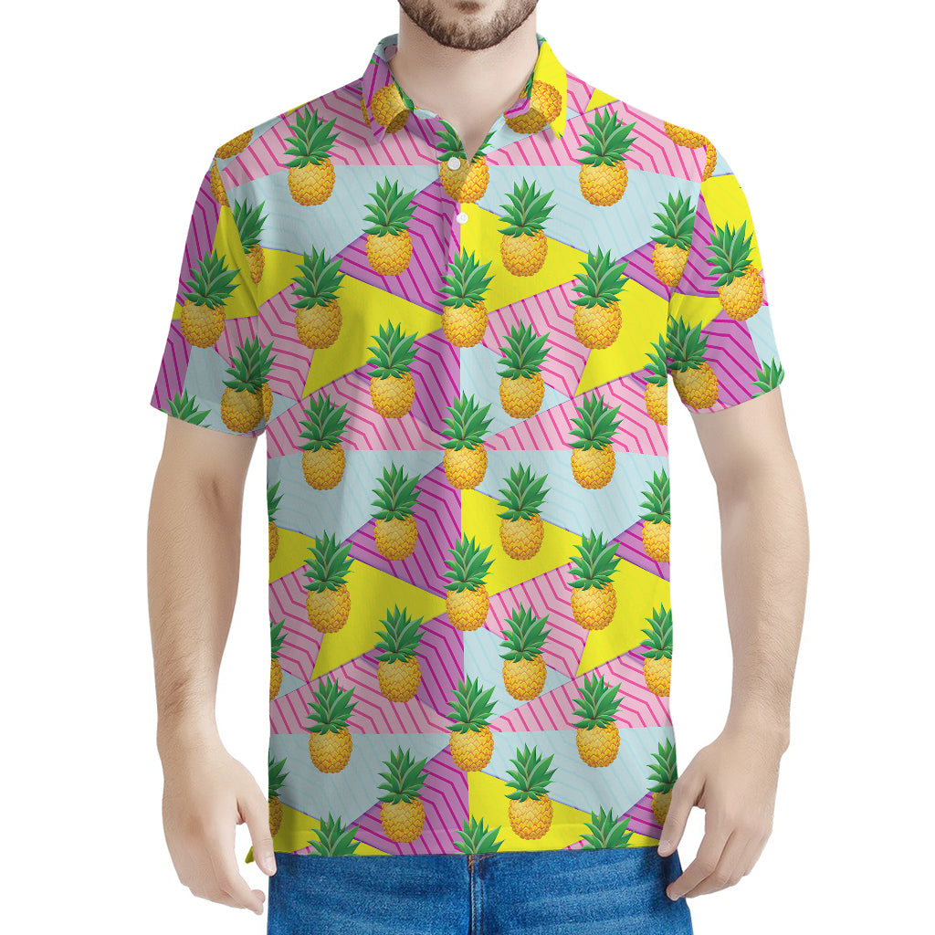 Zigzag Pineapple Pattern Print Men's Polo Shirt