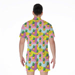Zigzag Pineapple Pattern Print Men's Rompers