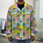 Zigzag Pineapple Pattern Print Men's Shirt Jacket