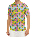 Zigzag Pineapple Pattern Print Men's Short Sleeve Rash Guard