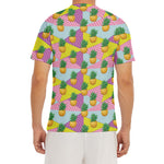 Zigzag Pineapple Pattern Print Men's Short Sleeve Rash Guard