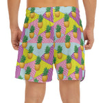 Zigzag Pineapple Pattern Print Men's Split Running Shorts
