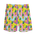 Zigzag Pineapple Pattern Print Men's Athletic Shorts
