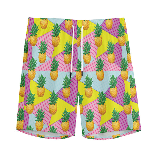 Zigzag Pineapple Pattern Print Men's Sports Shorts