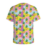 Zigzag Pineapple Pattern Print Men's Sports T-Shirt