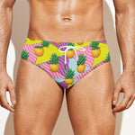 Zigzag Pineapple Pattern Print Men's Swim Briefs