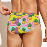 Zigzag Pineapple Pattern Print Men's Swim Briefs