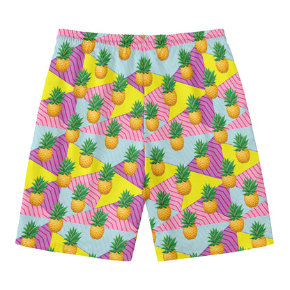 Zigzag Pineapple Pattern Print Men's Swim Trunks