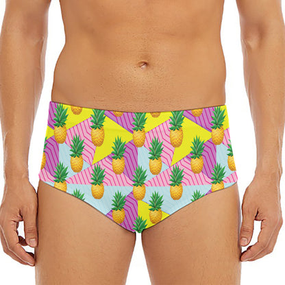 Zigzag Pineapple Pattern Print Men's Triangle Swim Briefs