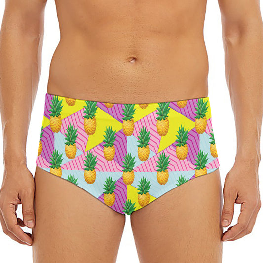 Zigzag Pineapple Pattern Print Men's Triangle Swim Briefs