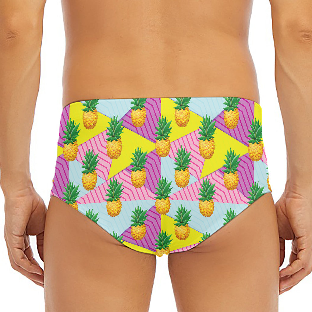 Zigzag Pineapple Pattern Print Men's Triangle Swim Briefs