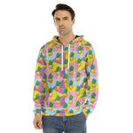 Zigzag Pineapple Pattern Print Men's Velvet Pullover Hoodie