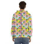Zigzag Pineapple Pattern Print Men's Velvet Pullover Hoodie