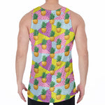 Zigzag Pineapple Pattern Print Men's Velvet Tank Top