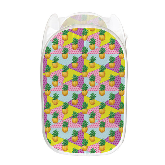 Zigzag Pineapple Pattern Print Mesh Laundry Hamper