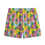 Zigzag Pineapple Pattern Print Mesh Shorts