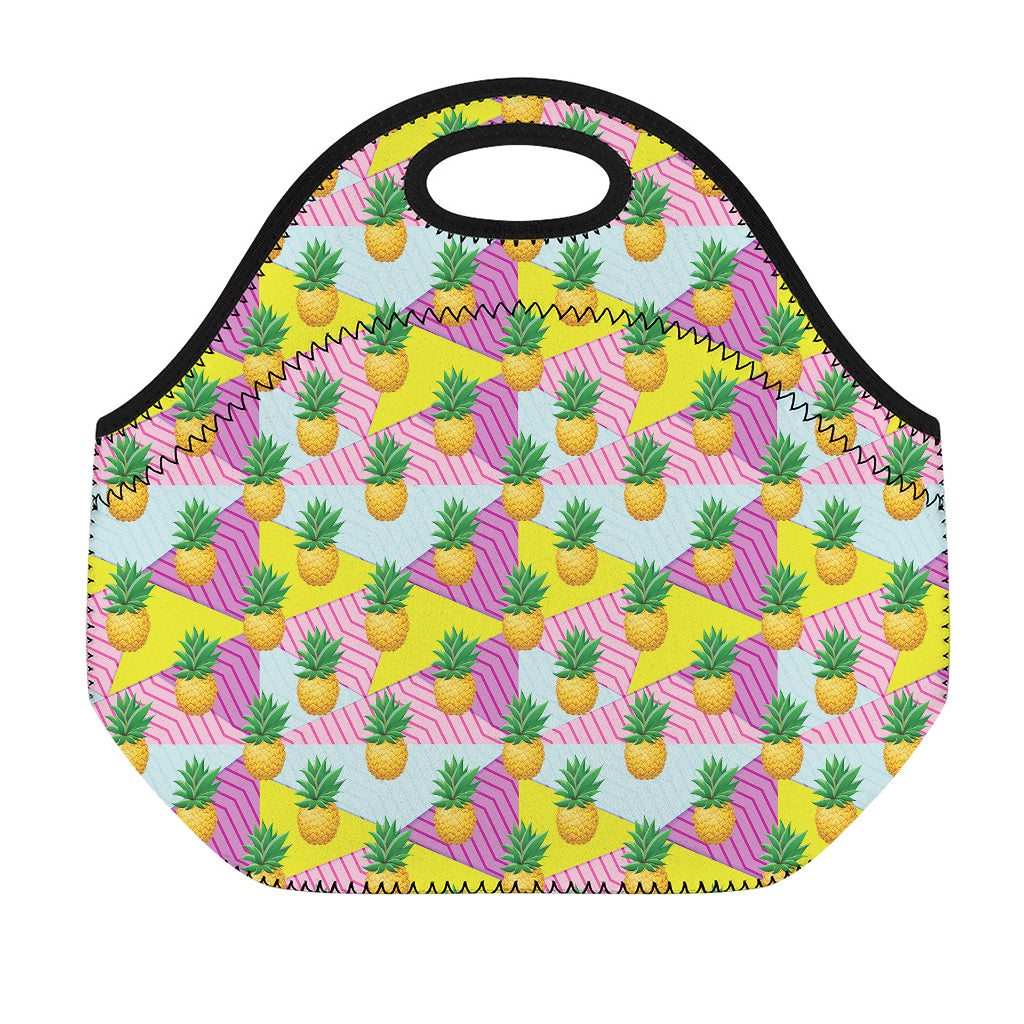 Zigzag Pineapple Pattern Print Neoprene Lunch Bag