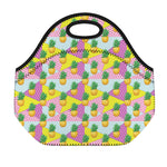 Zigzag Pineapple Pattern Print Neoprene Lunch Bag