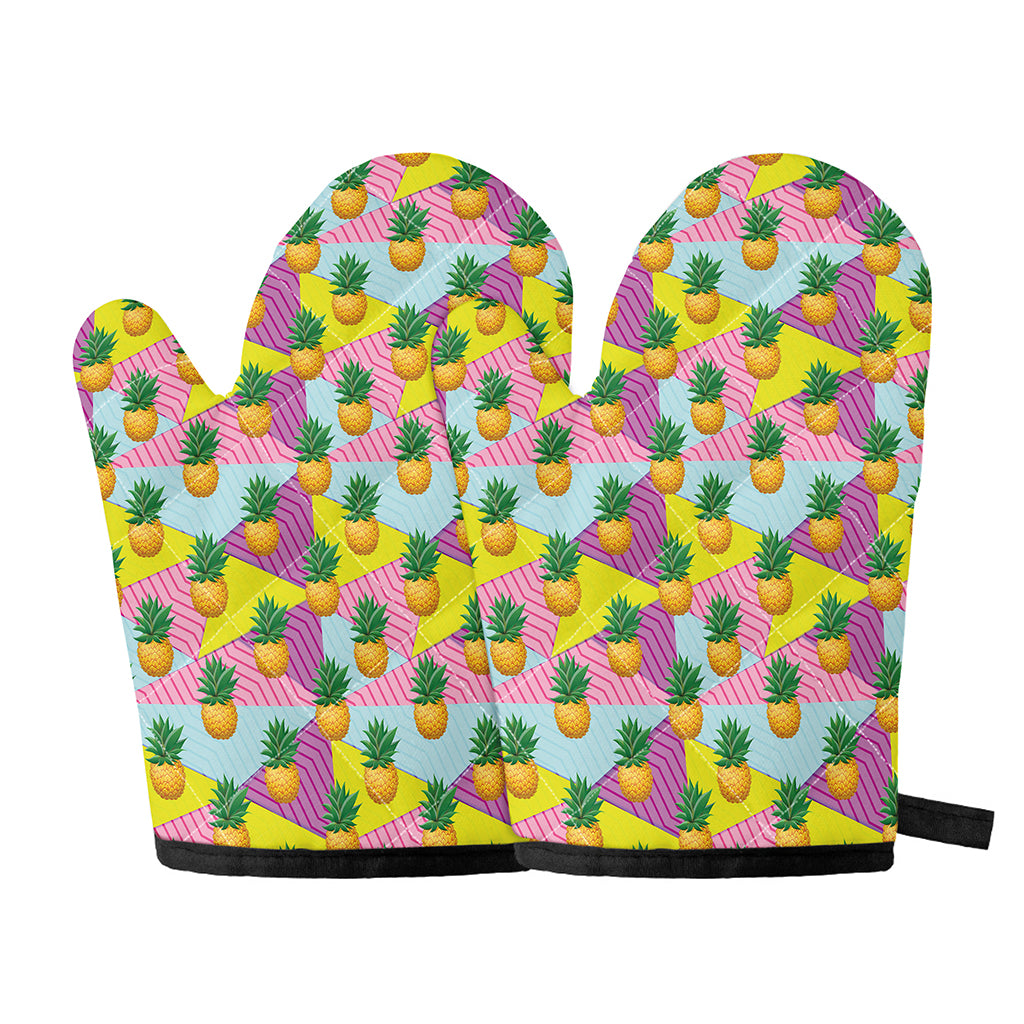 Zigzag Pineapple Pattern Print Oven Mitts