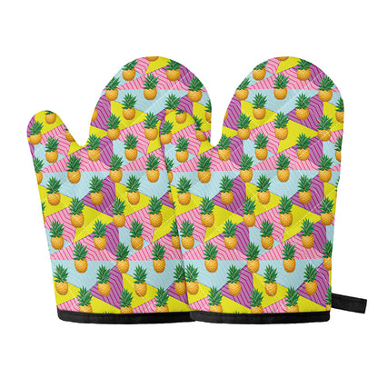 Zigzag Pineapple Pattern Print Oven Mitts