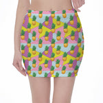 Zigzag Pineapple Pattern Print Pencil Mini Skirt