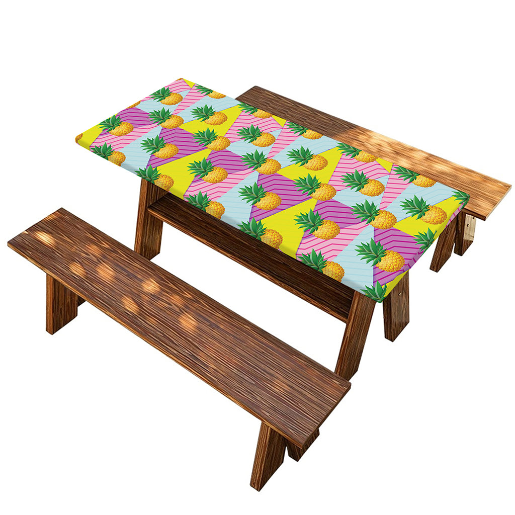 Zigzag Pineapple Pattern Print Picnic Table Cover