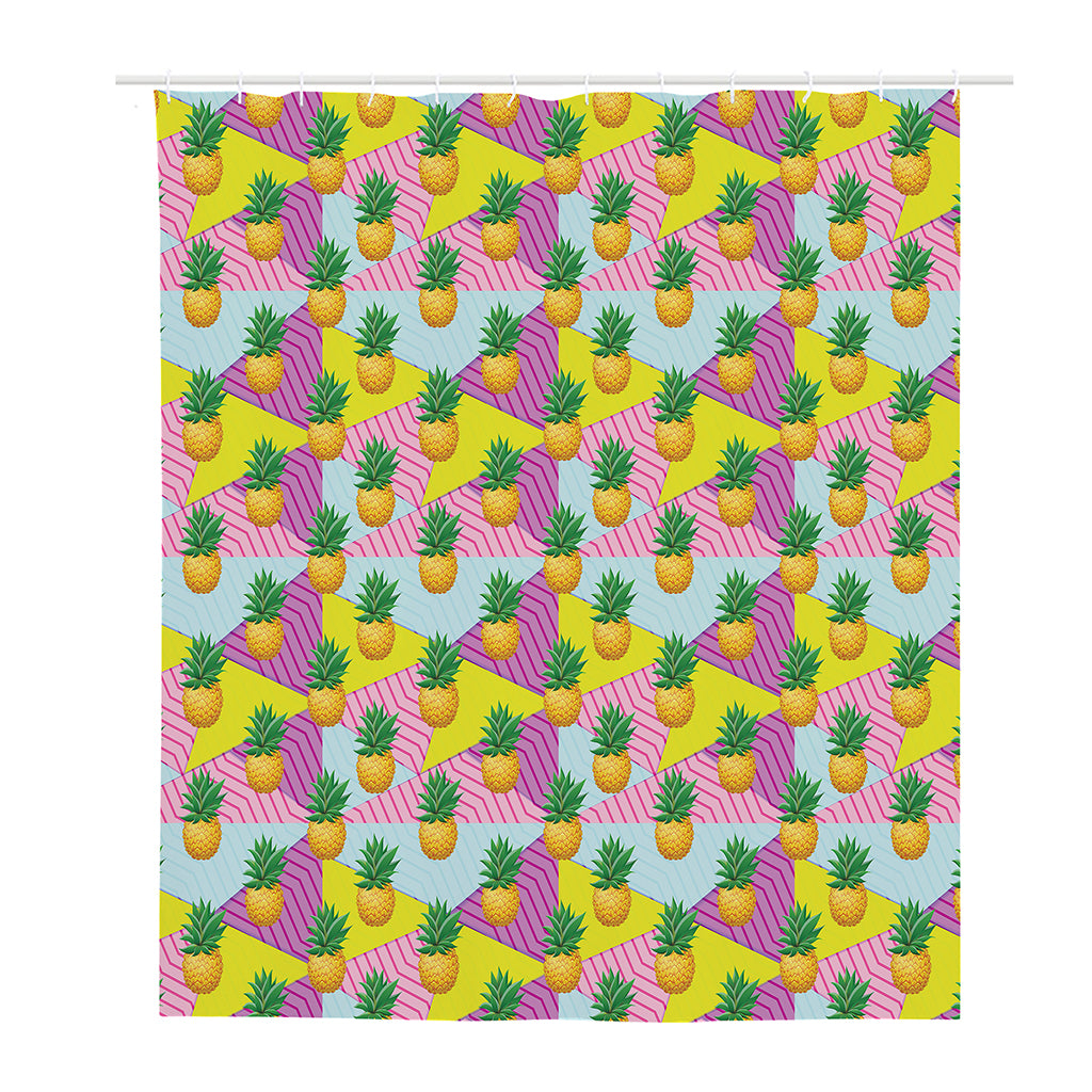 Zigzag Pineapple Pattern Print Polyester Shower Curtain