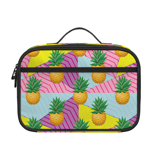Zigzag Pineapple Pattern Print Portable Lunch Bag