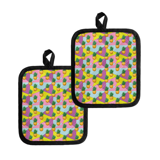 Zigzag Pineapple Pattern Print Pot Holders