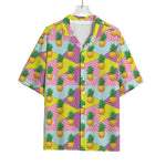 Zigzag Pineapple Pattern Print Rayon Hawaiian Shirt