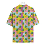 Zigzag Pineapple Pattern Print Rayon Hawaiian Shirt