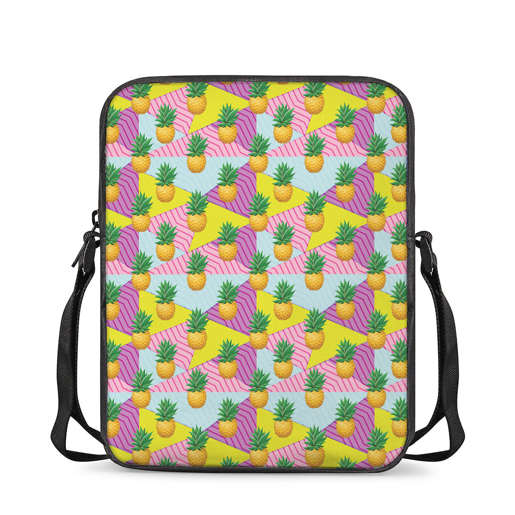 Zigzag Pineapple Pattern Print Rectangular Crossbody Bag