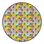 Zigzag Pineapple Pattern Print Round Floor Mat