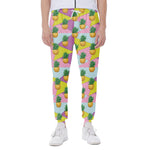 Zigzag Pineapple Pattern Print Scuba Joggers