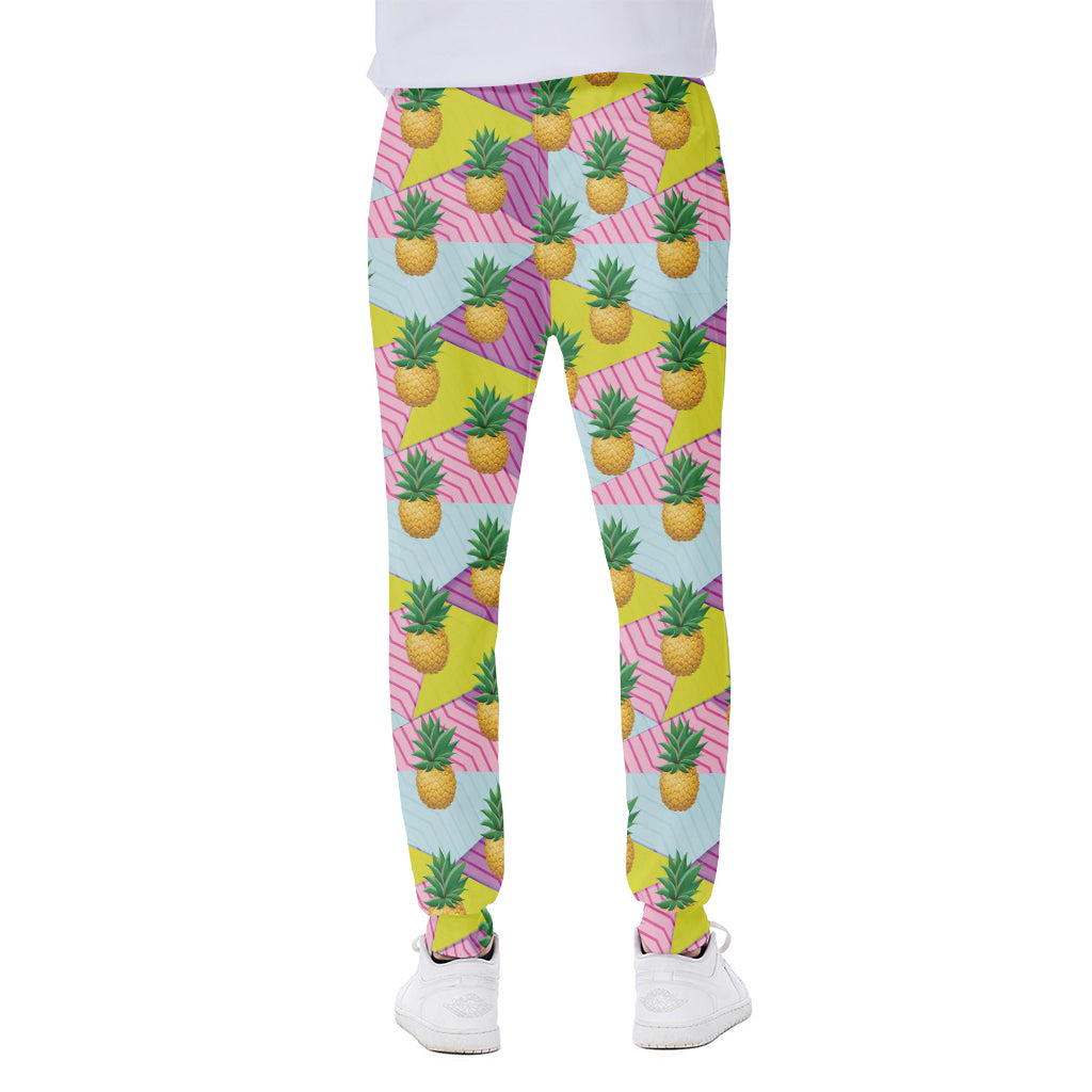Zigzag Pineapple Pattern Print Scuba Joggers
