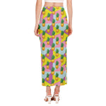 Zigzag Pineapple Pattern Print Side Slit Maxi Skirt