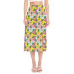 Zigzag Pineapple Pattern Print Side Slit Midi Skirt