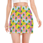 Zigzag Pineapple Pattern Print Side Slit Mini Skirt