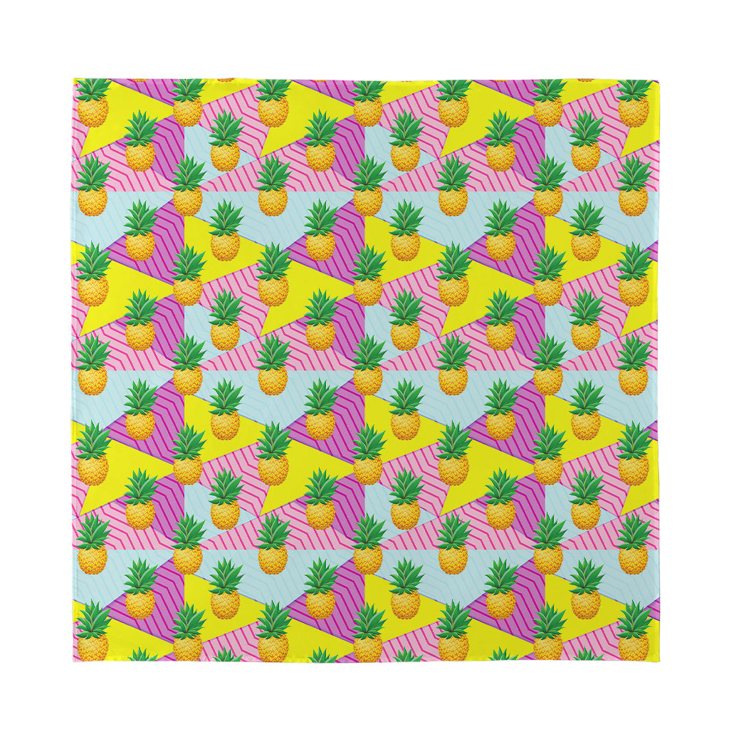 Zigzag Pineapple Pattern Print Silk Bandana