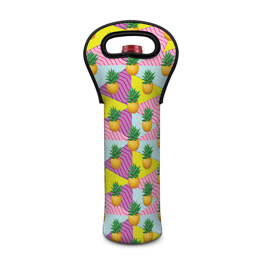 Zigzag Pineapple Pattern Print Single Neoprene Wine Tote